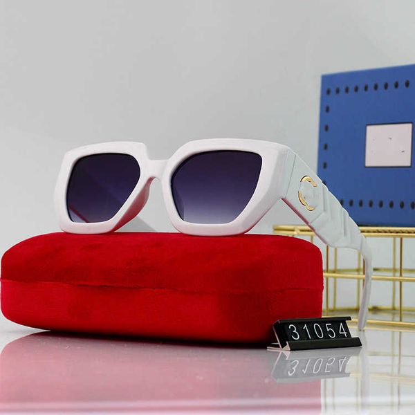 Mode g Brille G Buchstabe Luxus Coole Sonnenbrille Designer 2022 neue Modebox Sonnenbrille mit Straßenschussnetz Rote Damenbrille