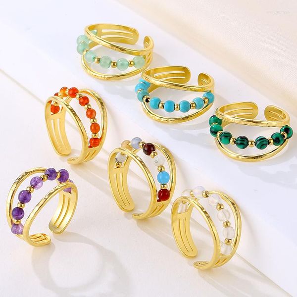Кластерные кольца Модное пресноводное жемчужное кольцо для женщин натуральный камень с нержавеющей сталь