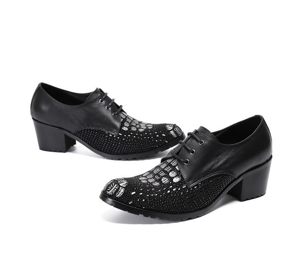 Britischer Stil Männer High Heel Schuhe Kuh Echtes Leder Mode Herren T Bühnenschuhe Männliche Oxfords Große Größe 38-46