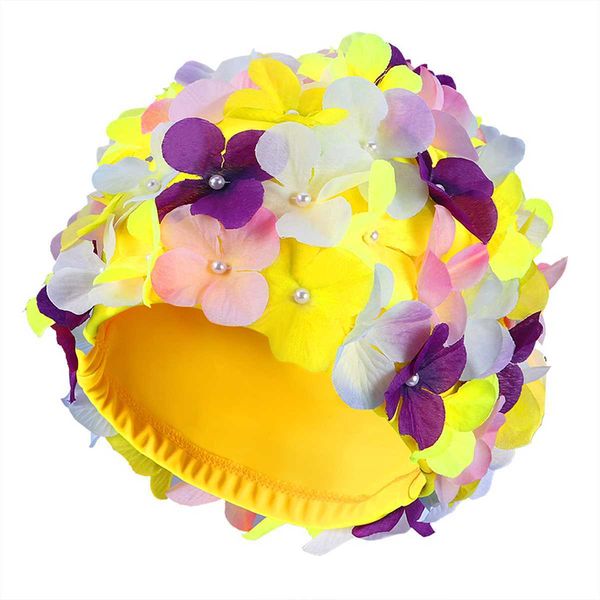 Badekappen Cap Swimming Swimflowerhat Caps Petal Bathing Floral Damen Vintage Retrohats Pool De Waterproof Dimensional Summer Threenylon P230418