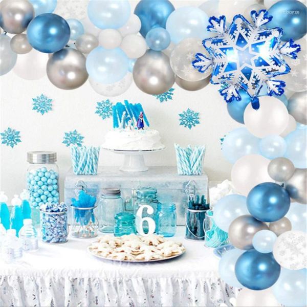 Decoração de festa gelo snowflake tema balloon guirlanda arce