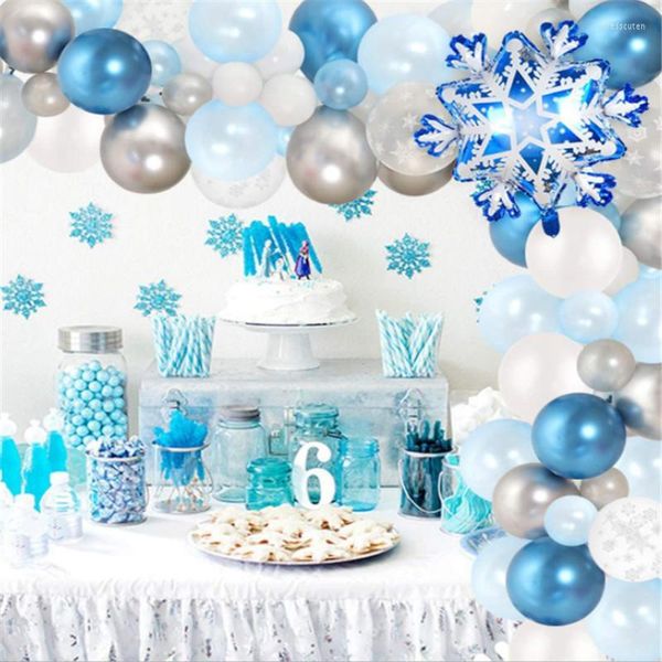 Decorazione per feste Ghiaccio Fiocco di neve Tema Palloncino Ghirlanda Arco Compleanno Bambini Romanticismo Ragazza Principessa Ragazze Baby Shower Decorazioni fai da te