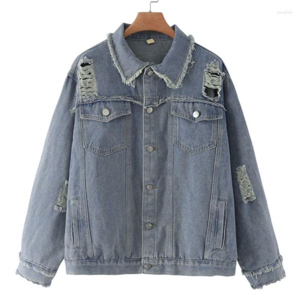 ASTRUDE DE AUTOS 5XL PLUS TAMANHO JAPATE DENIM MULHERES 2023 Spring Retro Do Bolas de desenho antigo Casaco BF estilo Otewear Opeversize Curve Roupas