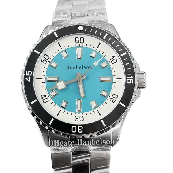 1884 Mens watch Caixa de aço Luminous Ceramic Bezel 2813 Automatic Movement Light Blue Dial Esportes Cinto de borracha Fivela dobrável Relógio de pulso 46MM