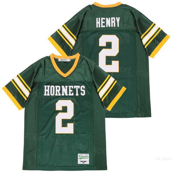 High School Football 2 Derrick Henry Jerseys Yulee Hornets Moive Puro Algodão Respirável Verde Equipe College Ed University para Fãs de Esporte Pulôver Uniforme