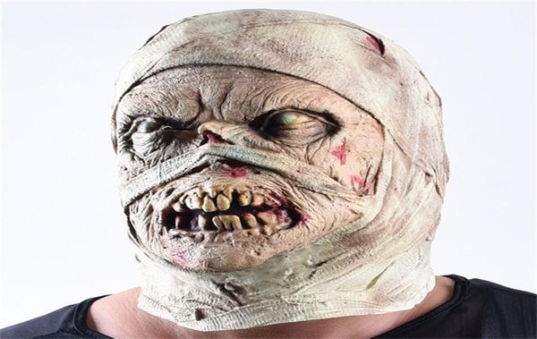 Máscara de terror de Halloween Máscara de múmia nojenta podridão rosto capacete zumbi fantasia festa casa assombrada adereços de terror assustar pessoas y2009843313