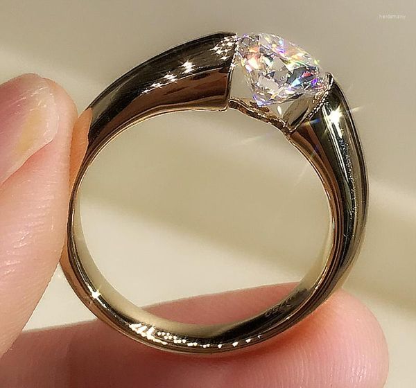 Anelli a grappolo solido 9K AU375 Gold Gold Ring DVVS Diamanti Moissanite 1 giro per feste di matrimonio Anniversario