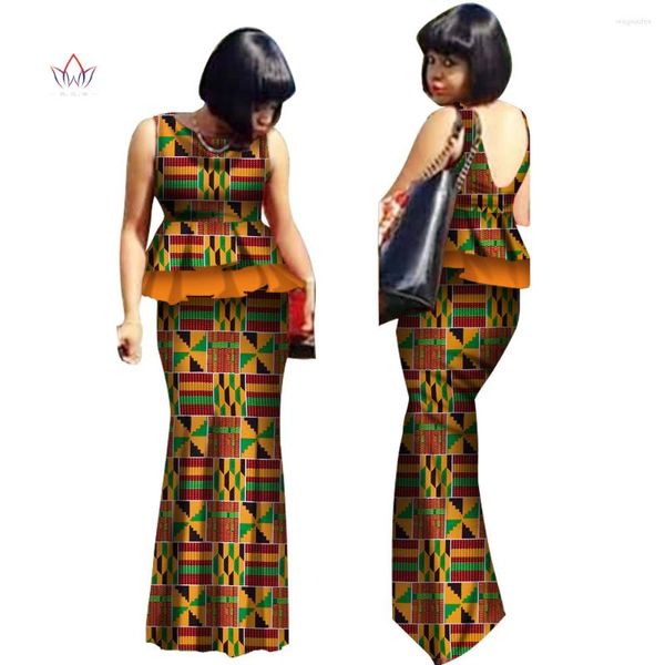 Ethnische Kleidung Afrikanische traditionelle Kleidung für Frauen 2023 rückenfreie Damenmode-Sets Afrika-Art 2-teiliger Rockanzug ärmellos WY2066