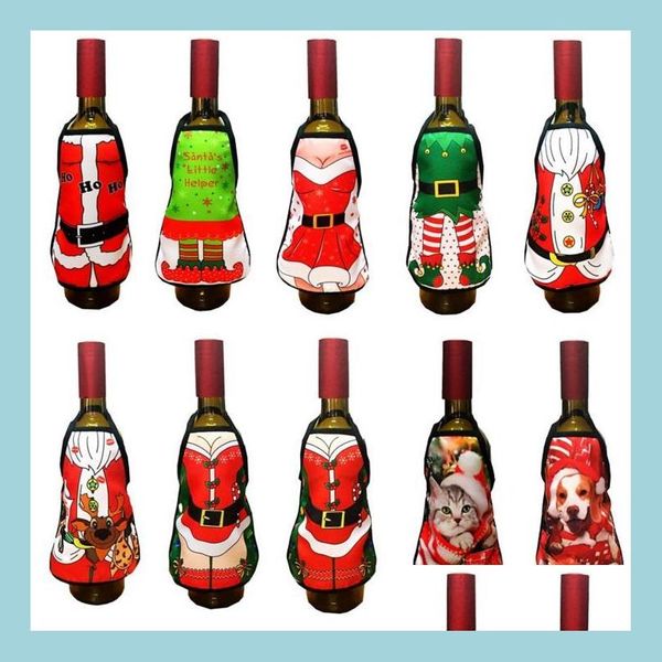 Decorações de Natal Mini garrafa de vinho Avental Er aniversário de aniversário Idéia de presente engraçado para jantar churrasco festivo bar de férias deco dhcqo
