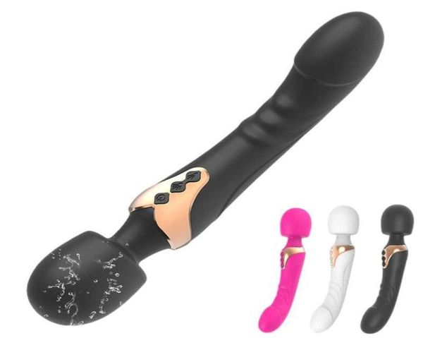 Brinquedos sexuais massageador poderoso vibrador duplo motor silicone grande tamanho varinha gspot massageador brinquedo para casal clitóris estimulador a6034156