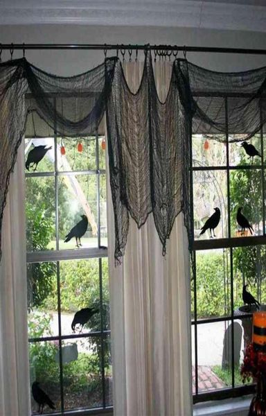 Decorazioni per feste Decorazioni di Halloween Panno di garza nero raccapricciante 76x400 cm Finestra Tavolo Porta Net Spooky Fancy Dress Party Haunted Ho8312631