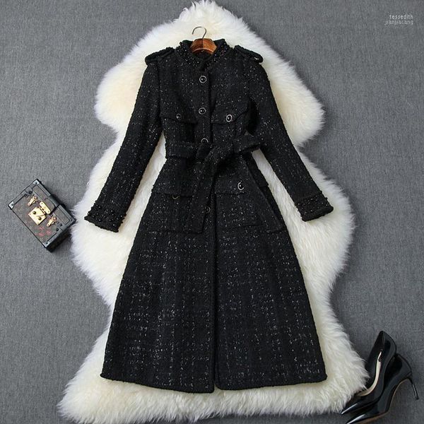 Misto lana da donna Est ALTA QUALITÀ 2023 Cappotto firmato autunno inverno misto tweed Cappotto lungo Tess22