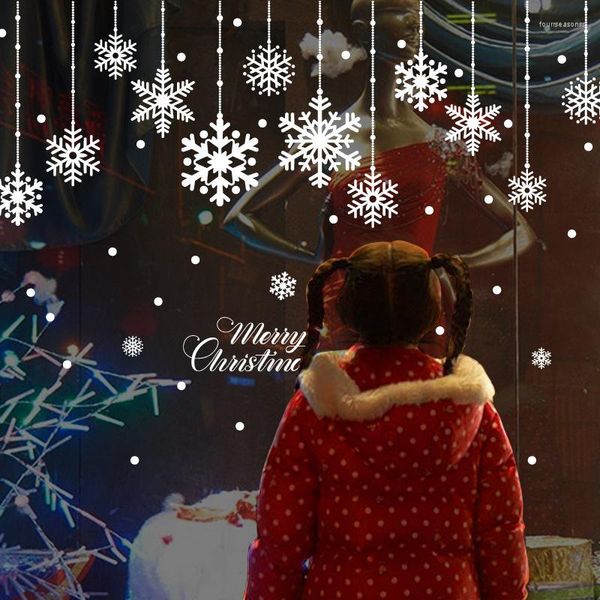 Wandaufkleber Schneeflocke Abnehmbare Fenstertapete Groß Shop Decor 2023 Niedlicher Zug Schnee Weihnachten PVC Weihnachtsmann Aufkleber Für Kinderzimmer