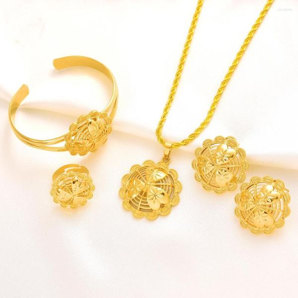 Серьги по ожерелью поставьте эфиопский золото, покрытый свадебным черным веревочным кольцом, подарки для женщин свадебные украшения для женщин