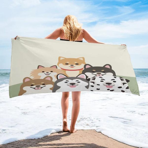 Toalha Um grupo de filhotes Banho de Cartoon Camping Banheiro Acessórios Microfiber Beach Towels Para adultos