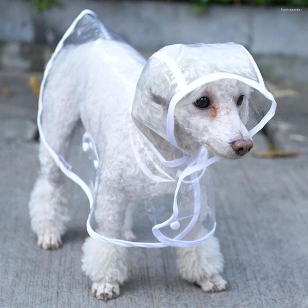 Capinho de chuva de roupas de cachorro PU transparente Poncho Poncho impermeável para cães manto de estimação gato pequeno gato chihuahua Teddy Rainwear