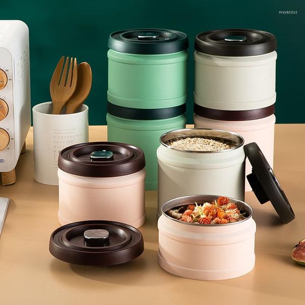 Garrafas de armazenamento Caixa de alimentos a vácuo com tampa do tipo push push aço inoxidável grãos herméticos de café