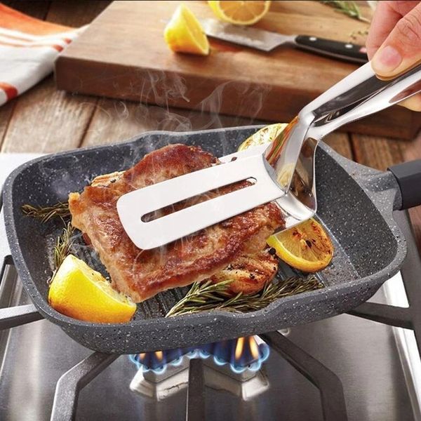 Pişirme Assesiller Paslanmaz Kızarmış Biftek Kürek Barbekü Maşaları Balık Kürek BBQ Kelepçeleri Ekmek Eti Klips Gadget Spatula