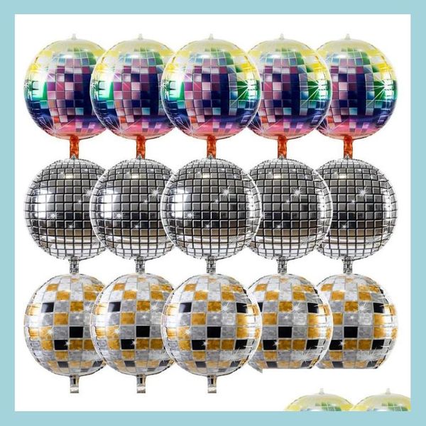 Украшения на вечеринку дисковоли воздушные шары алюминиевая фольга Металлический гелиевый баллон танец день рождения детский душ 22 дюйма вокруг Dhzl3