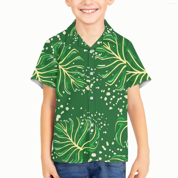 Camicie casual da uomo Modello a foglia di piantaggine tropicale Bambini Kid Boy Camicia hawaiana harajuku oversize Moda stampata a maniche corte Spiaggia