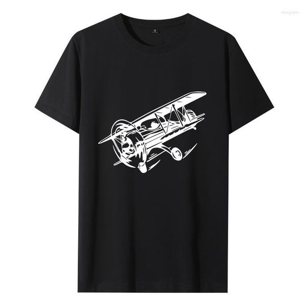 Camisetas masculinas aeronaves frias voando camisa deslumbrante de avião de verão Casual de manga curta de algodão de alta qualidade camisetas machos