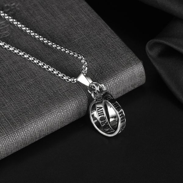 Moda doppi anelli collane con ciondolo uomo donna numeri romani acciaio al titanio design retrò clavicola catena girocollo gioielli regali per unisex