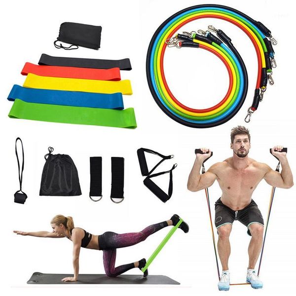 Bandas de resistência 11pcs fitness puxar corda de látex força de força de ginástica Elastic com exercícios elásticos para o corpo Equipamento de treino do corpo1