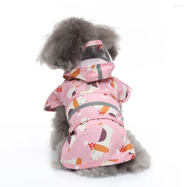 Köpek Giyim Pet Yağmurluk Karikatür Hayvan Baskılı Kapşonlu Tulum Köpekleri Su geçirmez kediler için su dayanıklı kıyafetler yağmur ceket