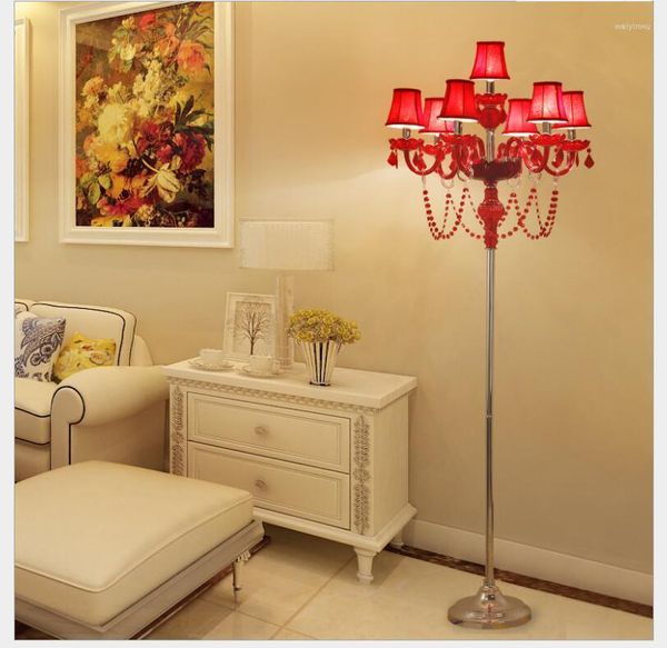 Lampade da tavolo Modern Decora Pavimento in cristallo per camera da letto Candela argento dorato D60cm H160cm Candelabro Lampada Design Illuminazione