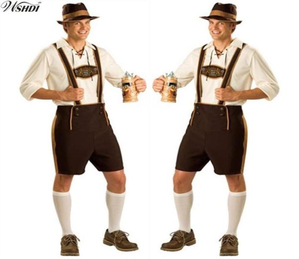 Traje Oktoberfest Lederhosen Baviera Octoberfest Festival Alemão Cerveja Halloween para Homens Trajes de Cerveja Plus Size M L XL 2XL298K6853587