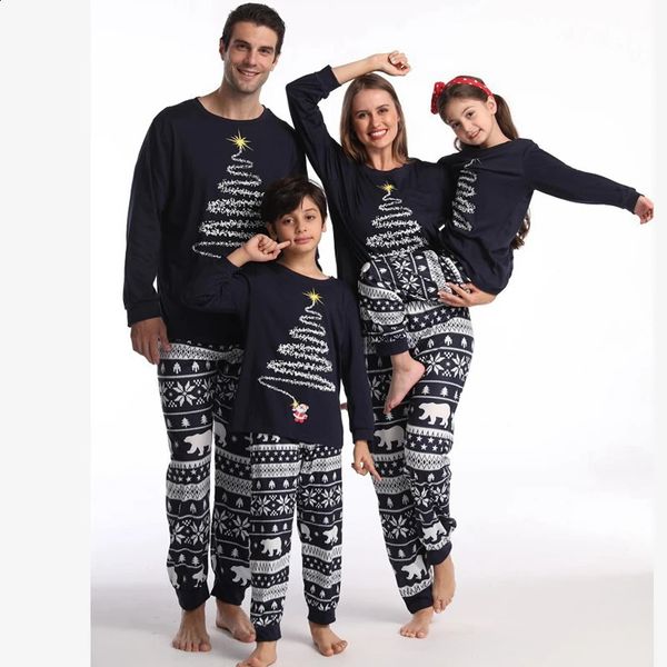 Família combinando roupas natal 2023 trajes de ano pai criança 2 pçs terno bebê cão macacão bonito macio sleepwear natal olhar 231118