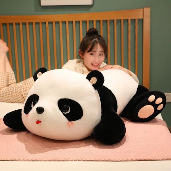 Bambole di peluche 25 40 55 cm Kawaii Animal Big Panda Peluche Orso gigante Cuscino Cuscino Cute Cartoon Doll Ragazza per bambini Regalo di Natale 231118