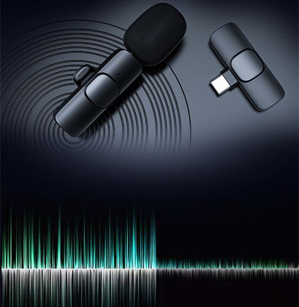 Heißes drahtloses Halsband-Klipp-Mikrofon Tragbares Audio-Video-Aufzeichnungs-Mini-Mikrofon für iPhone Android Live-Broadcast-Gaming-Telefon-Mikrofon mit Kleinkasten-Dropshipping