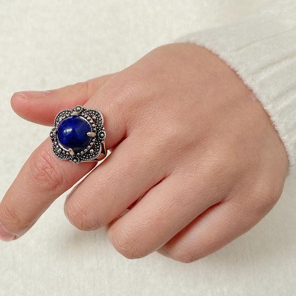 Cluster Ringe Mode Weibliche Blume Ring Naturstein Perle Daumen Einstellbare Hochzeit Yoga Finger Für Frauen Männer Mädchen Schmuck Geschenk