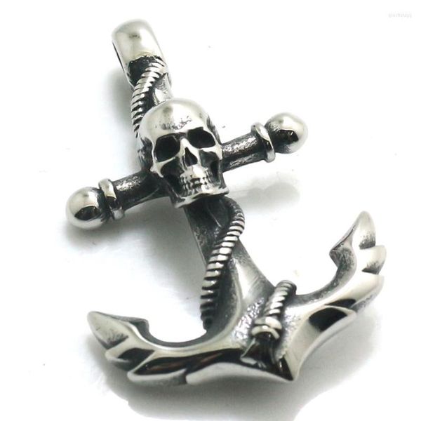 Anhänger Halsketten Herren 316L Edelstahl Cool Anchor Skull Geschenk