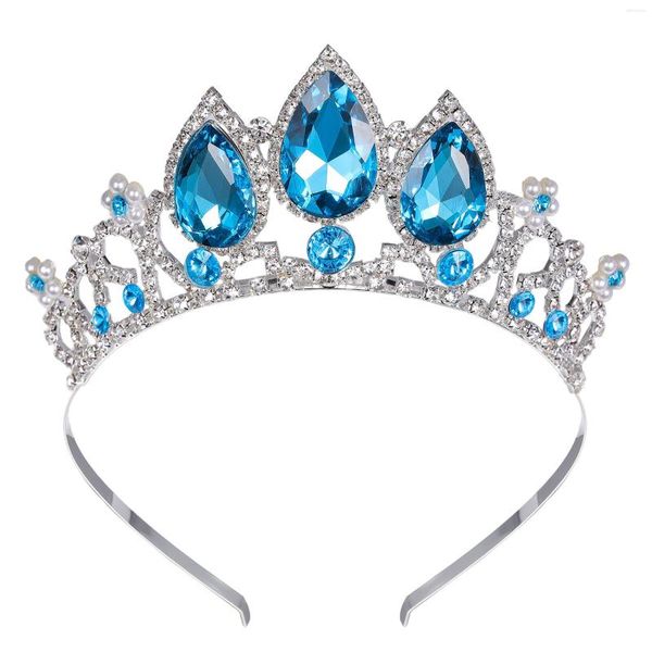 Chieni Princess Blue Gem Tiaras and Crowns Headband Girls Girls Bridal Prom Crown Crown Feeding Party Acceptioneries Accediories Beliepli per capelli