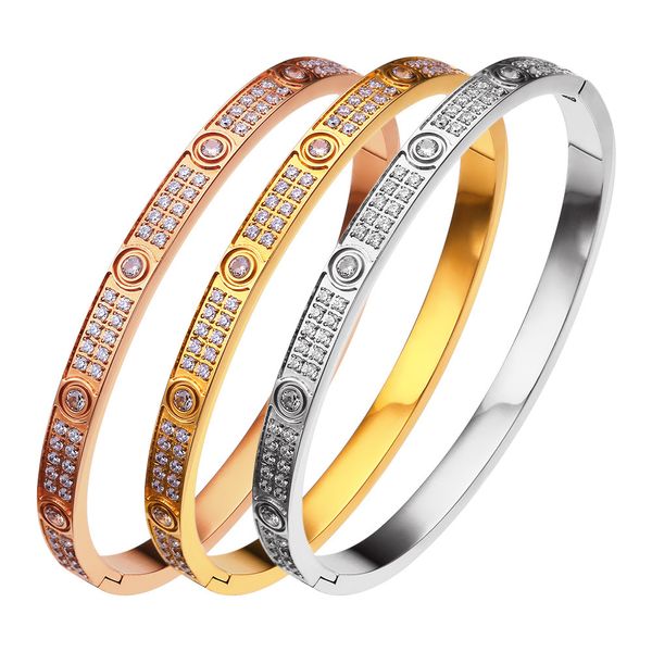 Beliebte Markenprodukte Schraube Armreif Mode Luxus Damen Herren Armbänder Zirkon Intarsien Gold Klassische Party Style Paar