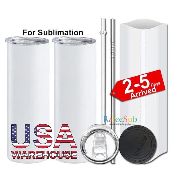 US CA Depo 20oz Süblimasyon Tumbler Boş Paslanmaz Çelik Tumbler DIY Konik Kupalar Vakum Yalıtımlı 600ml Araba Tulumbilim Kahve Kupaları 2-5 Teslimat 50 PCS