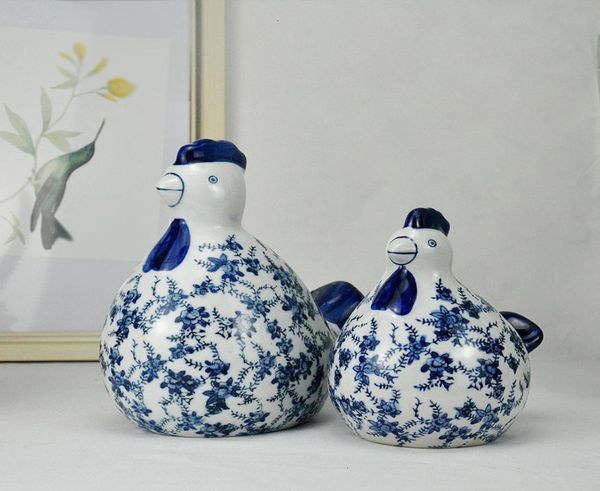 e blu bianco pollo in ceramica regalo di nozze creativo soggiorno sposi mobile tv arredamento per la casa ornamenti9993216