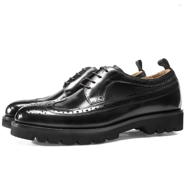 Abendschuhe Handgemachtes Leder Herren Carve Erhöhen Britischer Schnürschuh Brogue Business Freizeitschuh Chaussure Homme