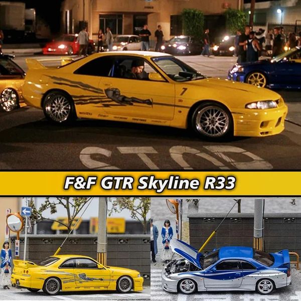 Blocks Focal Horizon 1 64 F Skyline GTR BCN R33 Opened Hood Diecast Diorama Car Model Collection Miniatur Carros Toys 231118