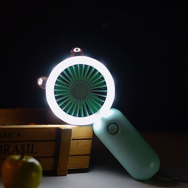 Tragbarer Mini-Lüfter, der Handventilator mit LED-Licht kühlt, drei Geschwindigkeiten einstellen, Partybevorzugung, kleine Geschenke