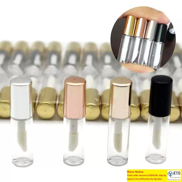 Tubi di lucidalabbra in plastica trasparente Bottiglie per imballaggio Tubo per labbra Rossetto Mini contenitore cosmetico per campioni con tappo in oro rosa