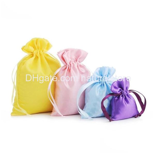 Bolsas de joalheria bolsas de cetim Presente vermelho Dstring Bag Gifts bolsas para o Natal Favor Favor de chá de bebê Pacotes de entrega de gotas
