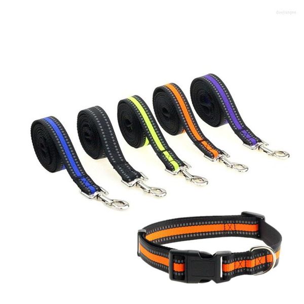 Hundehalsbänder Nylon Reflektierendes Halsband Grün Verstellbare Leine Orange Katzenhalskette Schwarz Trainingslicht Heimtierbedarf