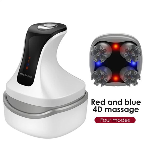 Kopfmassagegerät 4D Elektrische Kopfhautgesundheitspflege Rot-Blau-Lichttherapie für Haarwachstumsprodukte Antistress-Knetkratzer 231118