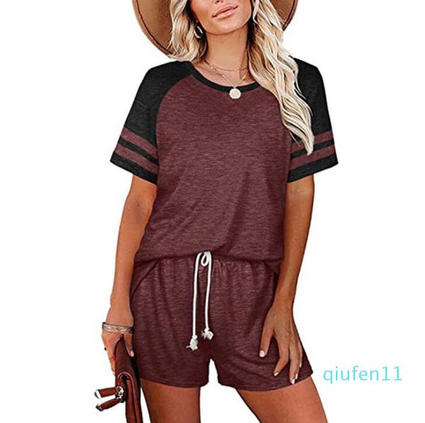 Damen zweiteilige Hose Home Sleeve Crop Top und Shorts Sommer Outfits für Damen Passende Sets