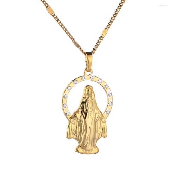 Anhänger Halsketten Gold Farbe Jungfrau Maria Halskette Gesegneter Stern Katholische Kirche Trendy Schmuck Für Frauen Männer