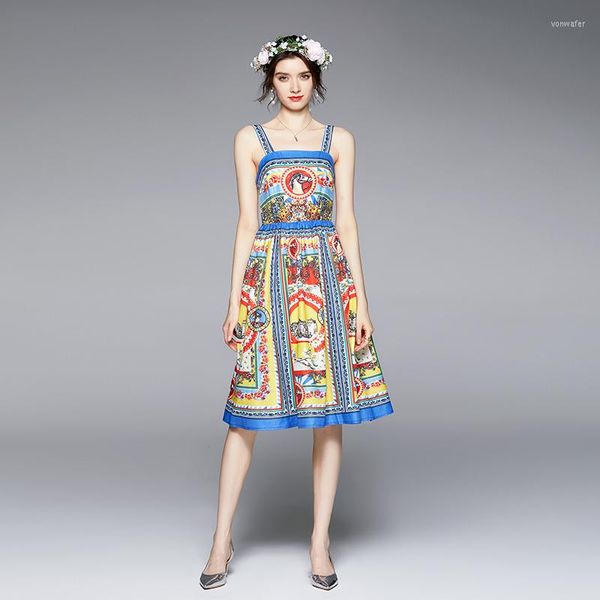 Vestidos casuais wtianyuw 2023 Vintage elegante impressão floral mini vestido curto tira de tira sem mangas uma linha vestidos vestidos