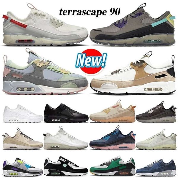 max 90 com Nice Fashion Terrascape 90 90s Futura Running Shoes Mens Mulheres Summit Barely Rose Branco Puro Lobo Cinza Romã Treinadores Esportes Sneaker 36-45